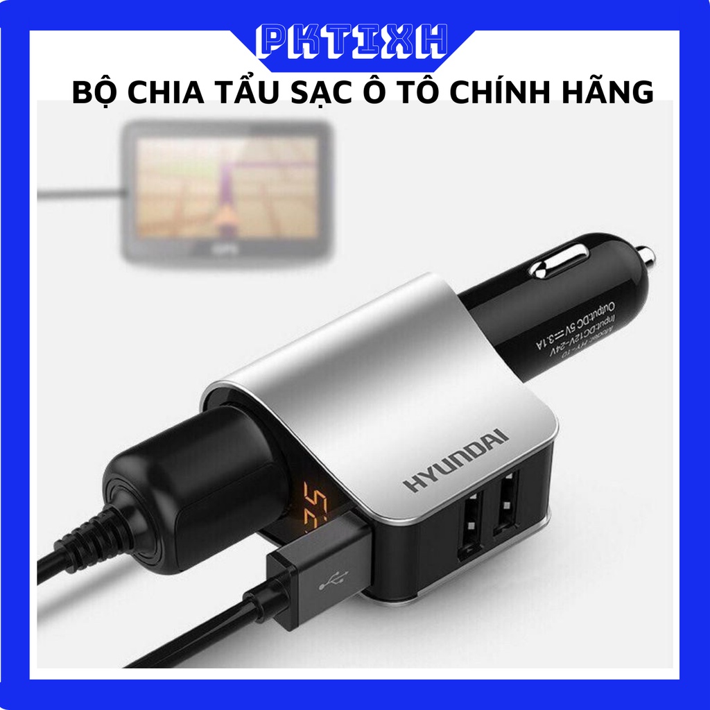 Bộ chia tẩu sạc ô tô 1 tẩu 3 cổng usb cao cấp HY10