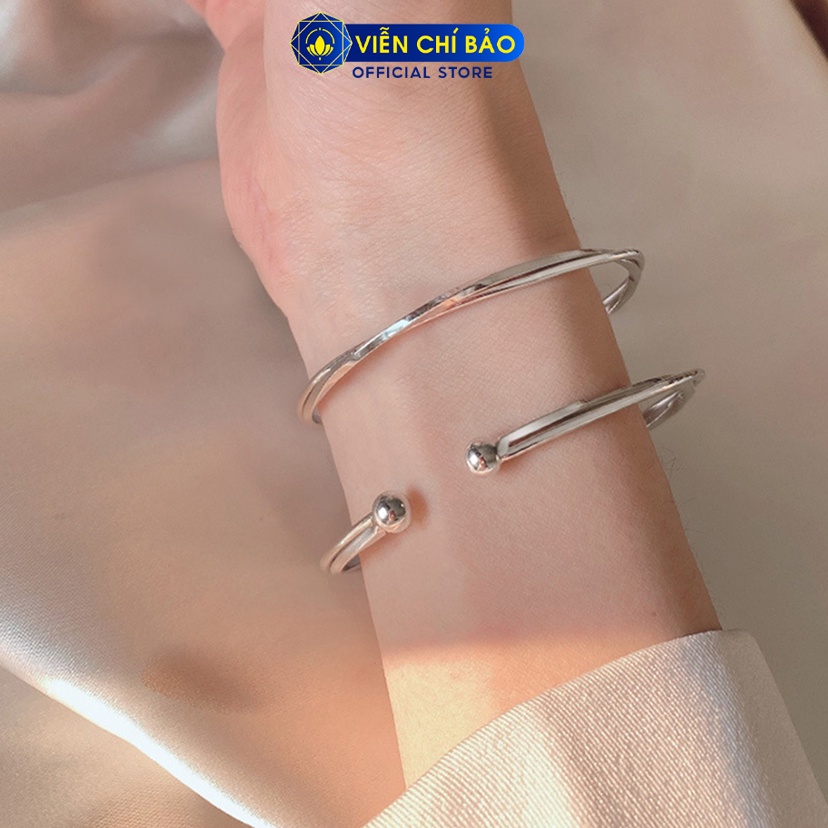 Vòng cứng đeo tay bạc nữ xoắn chất liệu bạc 925 thời trang phụ kiện trang sức Viễn Chí Bảo L000408