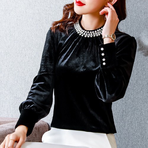 M77160 Áo nhung nữ dài tay mùa thu cao cấp hàng nhập