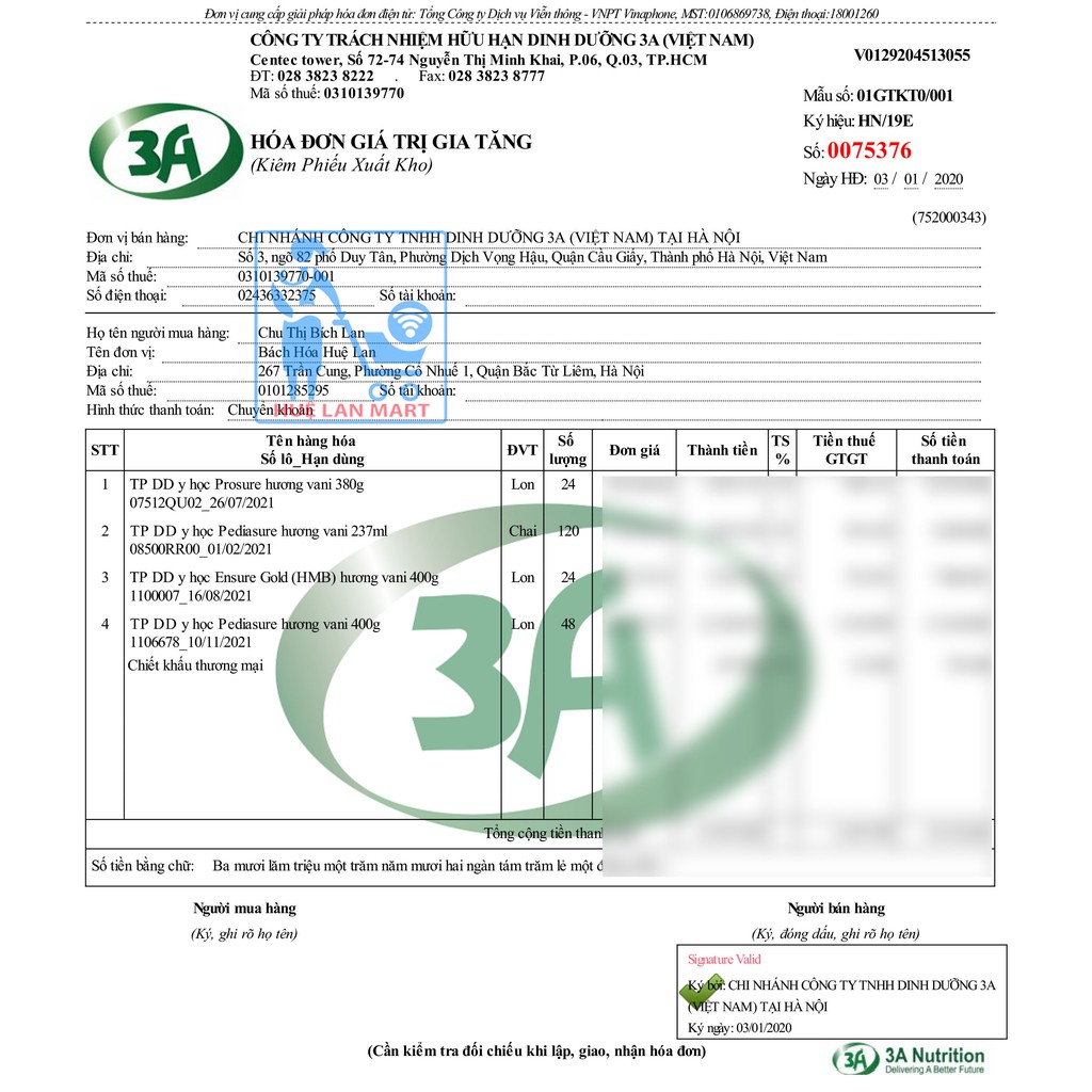 SỮA BỘT PROSURE VANI 380G