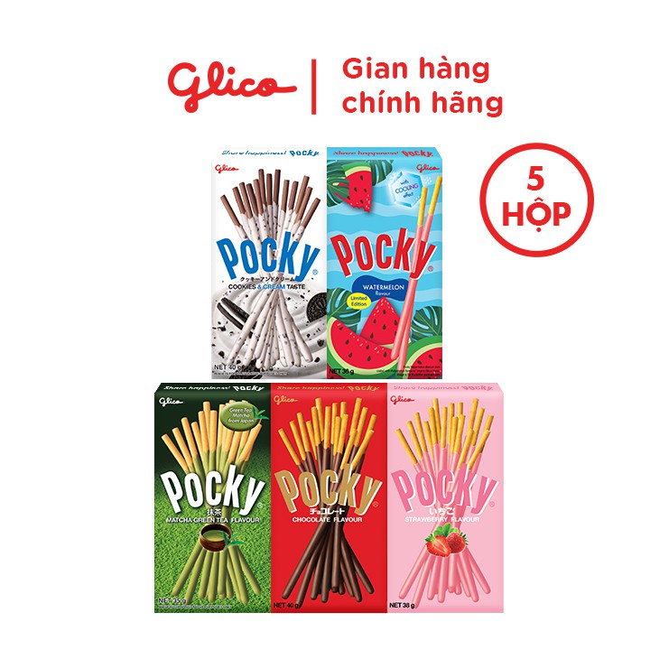 Combo Bánh Que Pocky Mix Vị (5 Hộp x 35gr/hộp)