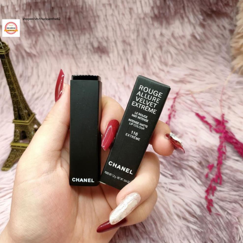 SALE Son Chanel Rouge Allure Velvet 116 Extreme mini 1.2g bờ môi mềm mượt tự nhiên quyến rũ