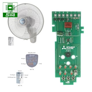 Bo mạch quạt treo Mitsubishi W16-R treo tường Mạch thay thế quạt Mitsubishi dùng điều khiển Zin