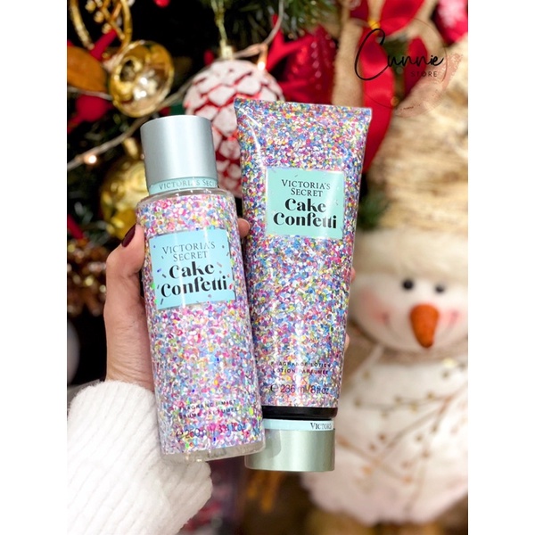 Dưỡng Thể 🌸𝑭𝒓𝒆𝒆𝒔𝒉𝒊𝒑🌹 Dưỡng Thể Nước Hoa Victoria's Secret Lotion 236ml 🧁 CAKE CONFETTI 🧁 Body Mist - Xịt Thơm Body