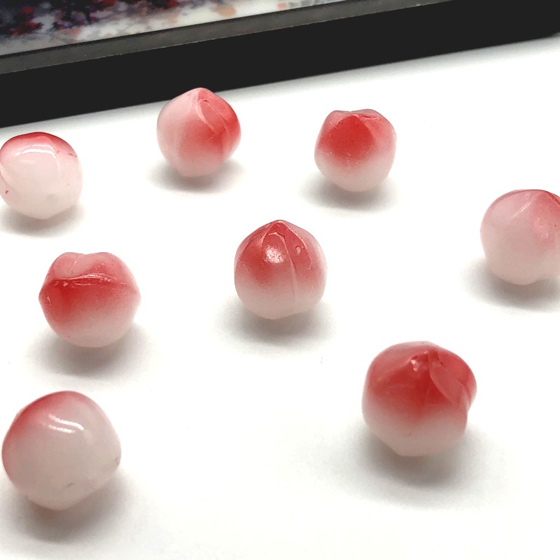 (1 cái)Quả đào tiên thủy tinh 13mm, Nguyên liệu làm trang sức cổ trang, Nguyên liệu diy