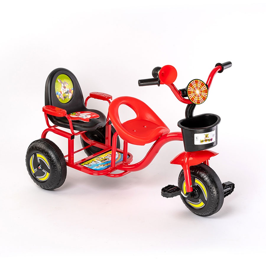 Xe ba bánh đôi có 2 chỗ ngồi có kèn cho bé 1-5 tuổi Dài 70cm x Cao 60cm x Ngang 55cm