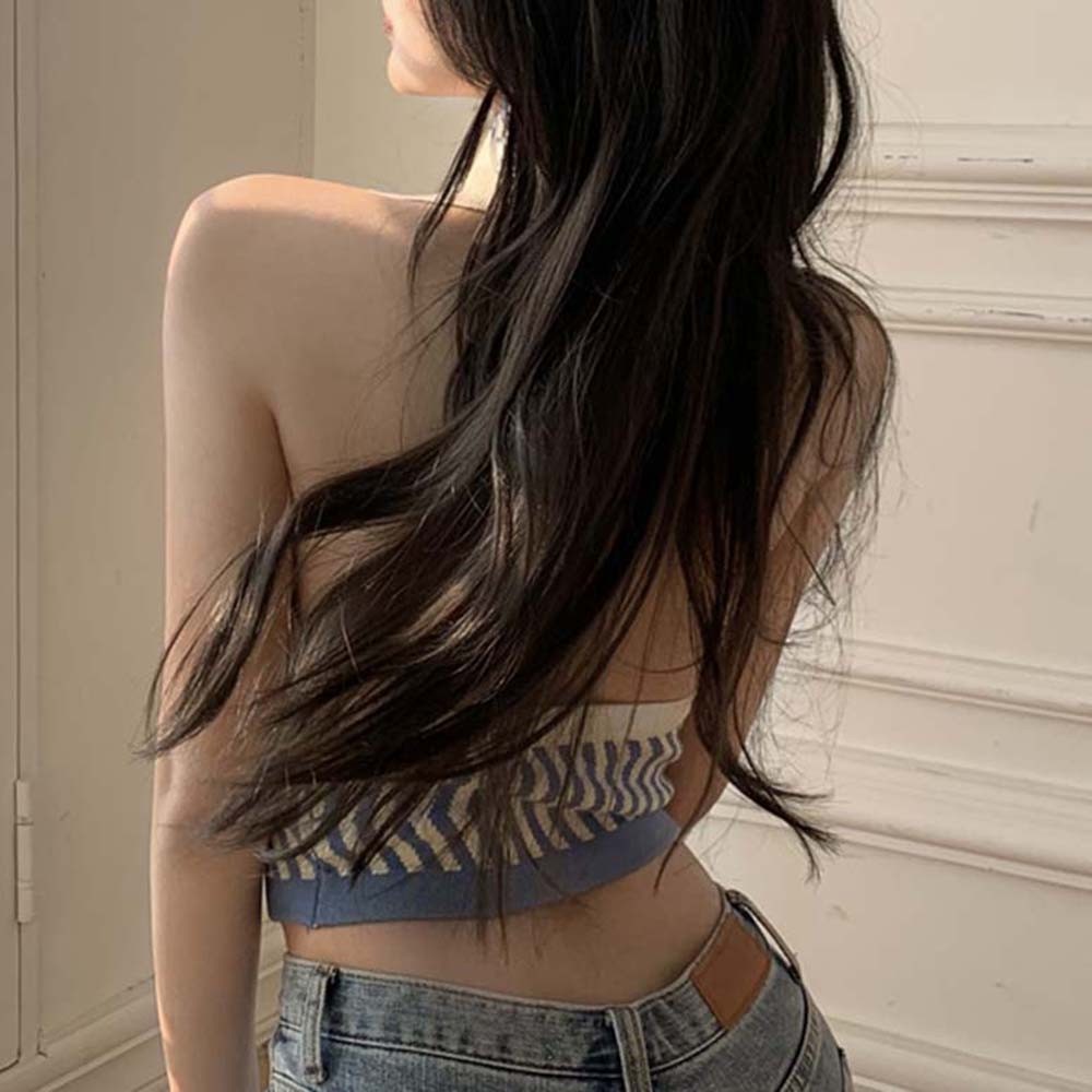 Áo Crop Top Sát Nách Kẻ Sọc Trắng Xanh Thời Trang Cho Nữ