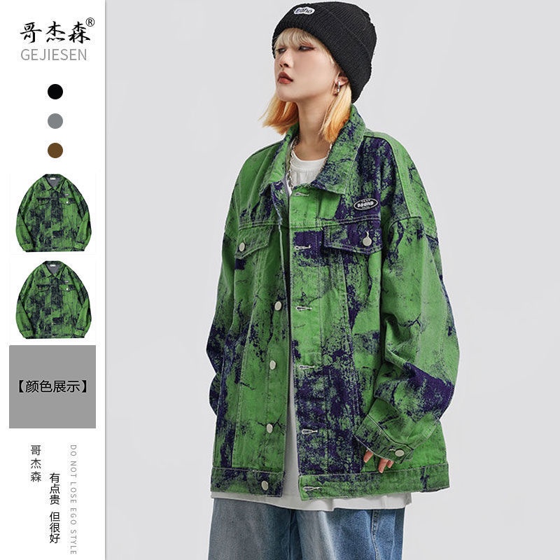 Áo Khoác Denim Nhuộm Màu Phong Cách Hàn Quốc Thời Trang Xuân Thu Cho Nam Và Nữ