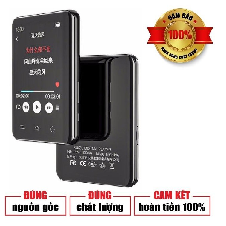 [HÀNG CHÍNH HÃNG] MÁY NGHE NHẠC XEM PHIM MÀN HÌNH CẢM ỨNG BLUETOOTH RUIZU D66 BỘ NHỚ 16GB