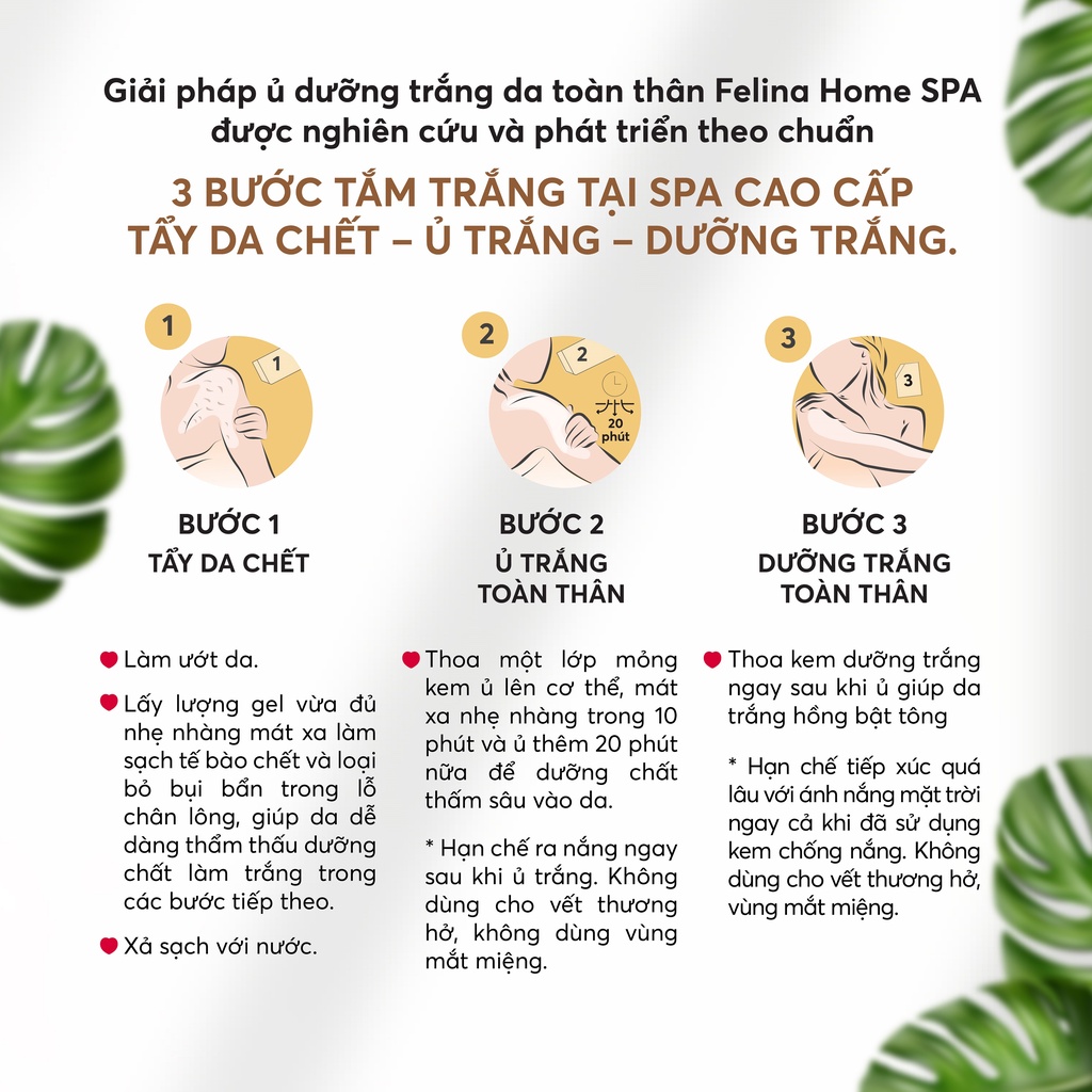 Mặt nạ ủ trắng da toàn thân Felina chiết xuất AHA từ đường mía & tinh chất dưỡng da 100% thiên nhiên 120g | BigBuy360 - bigbuy360.vn
