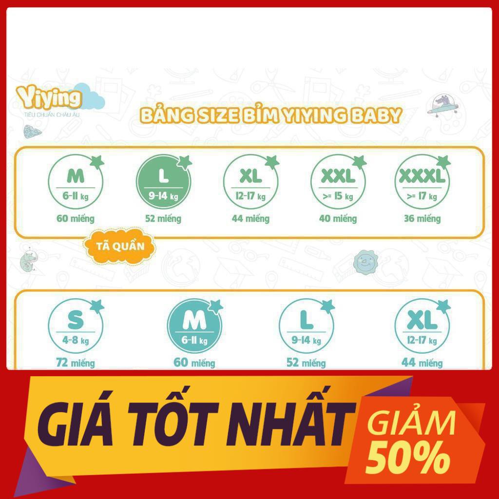 bỉm dán/quần Yiying by TÊN LỬA MỚIS72/M60/L50/XL LC1508