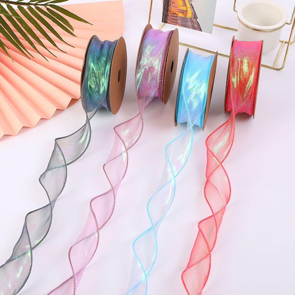 Hộp Quà Tặng Thắt Nơ Ruy Băng Bằng Vải Organza Màu Gradient