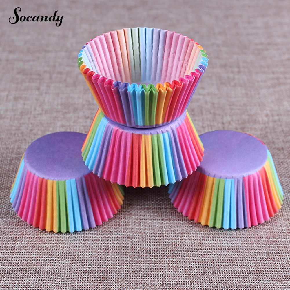 Set 100 Cốc Giấy Làm Bánh Cupcake Dễ Thương