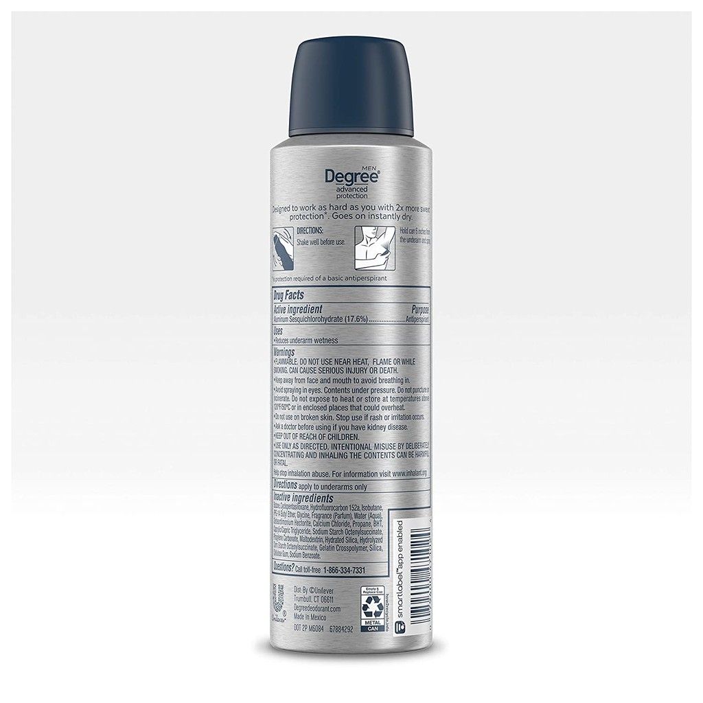 Xịt khử mùi nam DEGREE MENS DEO Antiperspirant Deodorant Spray 72 HR Wetness Protection 107g (Mỹ)