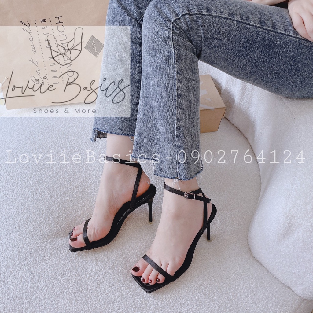 GIÀY THỜI TRANG LOVIIE BASICS - SANDAL CAO GÓT QUAI NGANG MẢNH - GUỐC MŨI VUÔNG SANG TRỌNG G220723