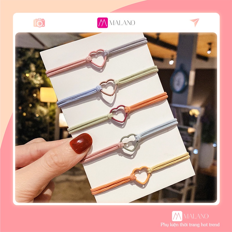 Dây Buộc Tóc MALANO Dây Cột Tóc Hàn Quốc Co Giãn Nhiều Màu Hình Trái Tim Xinh Xắn Cho Nữ FA-001287