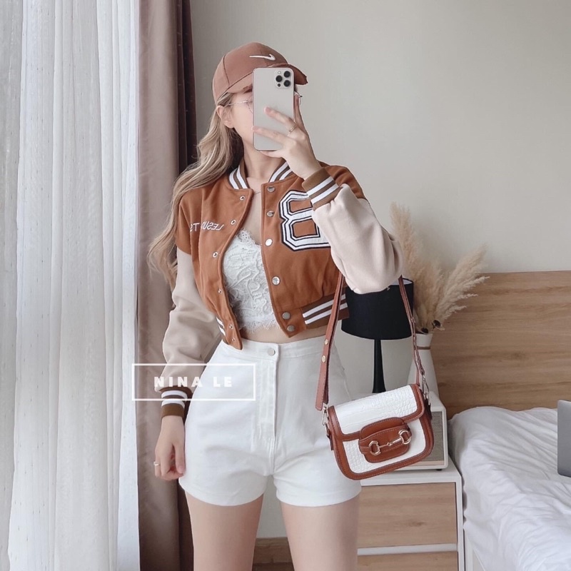 Áo khoác croptop in logo siêu chất alohashop91