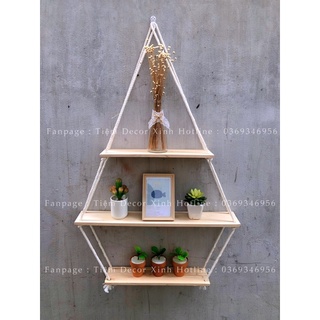 Kệ gỗ treo tường hình thoi gỗ quế thơm decor trang trí nhà cửa xinh xắn