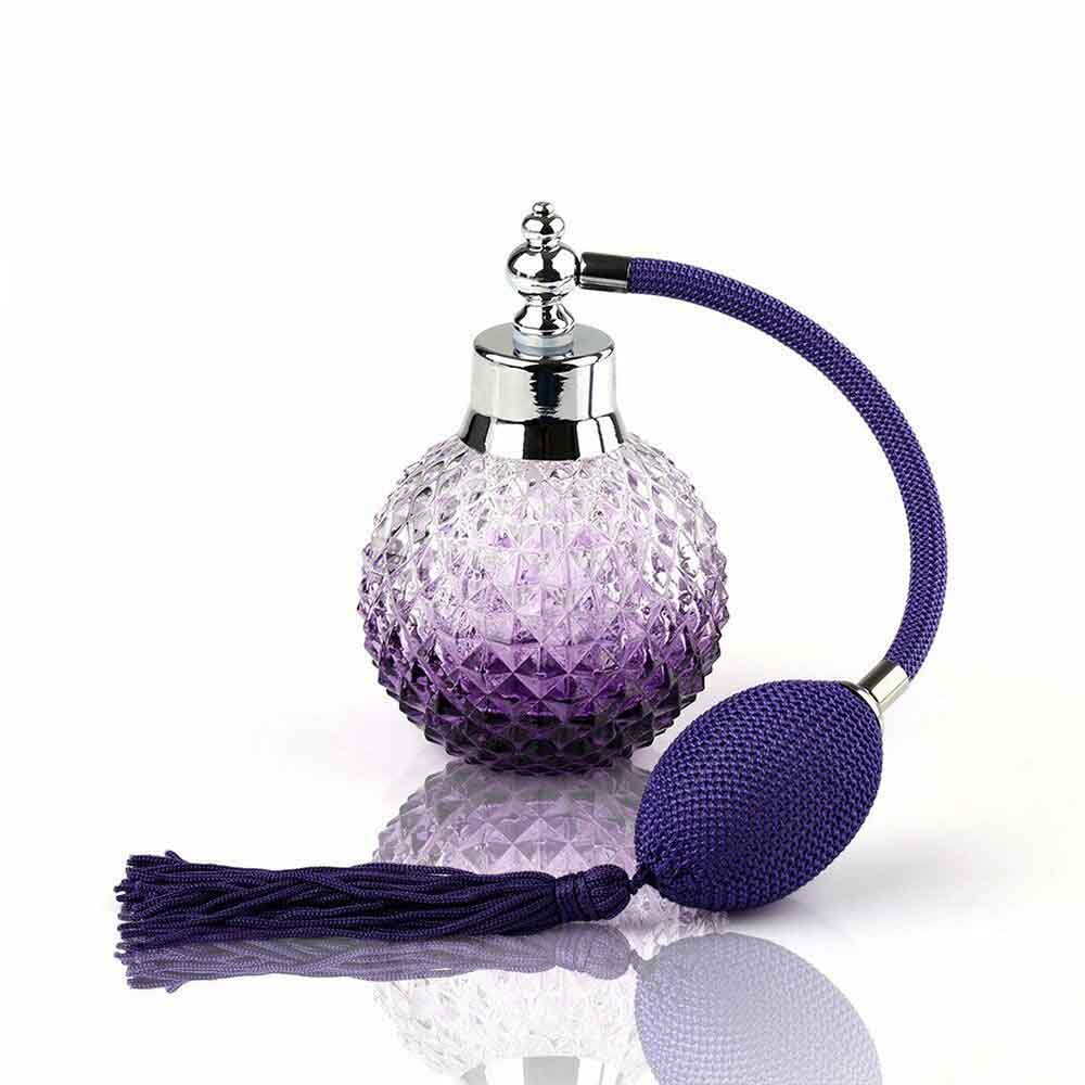 Vintage 100ml Crystal Perfume Bottle Purple Spray Atomizer Refillable Glass Gift