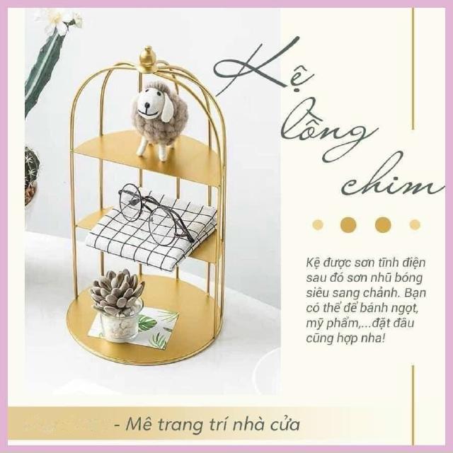 Kệ LỒNG CHIM 3 tầng decor đựng đồ 22x45 - sắt sơn vàng gold - Homevuive