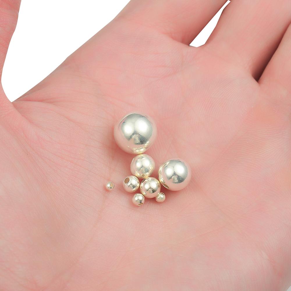 BEADIA Hạt Xâu Tròn Bằng Bạc 925 Dùng Làm Trang Sức DIY
