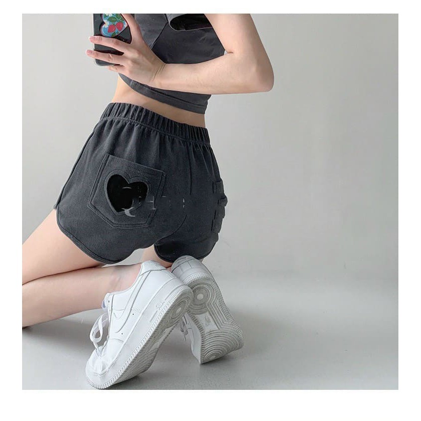 Quần short nữ mặc nhà Heart quần đùi ngắn cạp chun chất Umi Ulzzang - VIETCEN | BigBuy360 - bigbuy360.vn