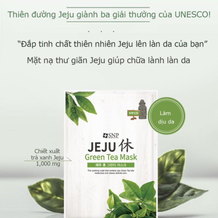 Mặt Nạ Trà Xanh JEJU phục hồi làn da sáng khoẻ