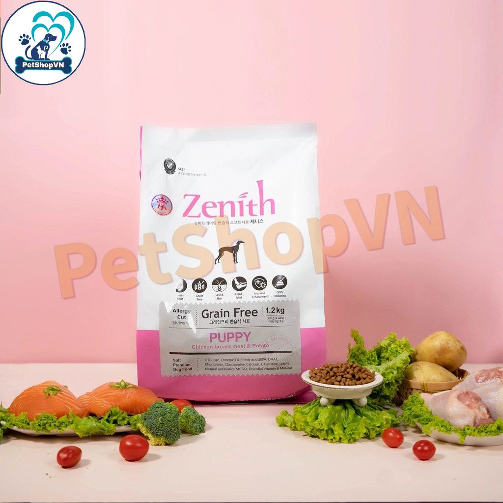 Thức Ăn Cho Chó Con Hạt Mềm ZENITH PUPPY Túi 300G Vị Thịt Gà, Cá Hồi & Rau Củ Quả