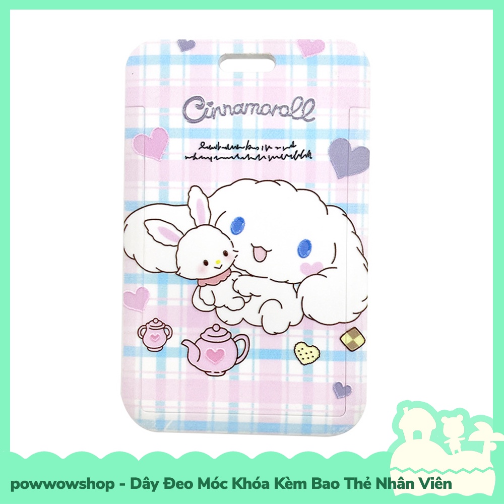 [Sẵn VN - Hỏa Tốc] Dây Đeo Thẻ, Bao Thẻ Nhân Viên Kèm Móc Khóa Mẫu Sanrio Pastel Purin, Cinnamoroll, Hello Kitty