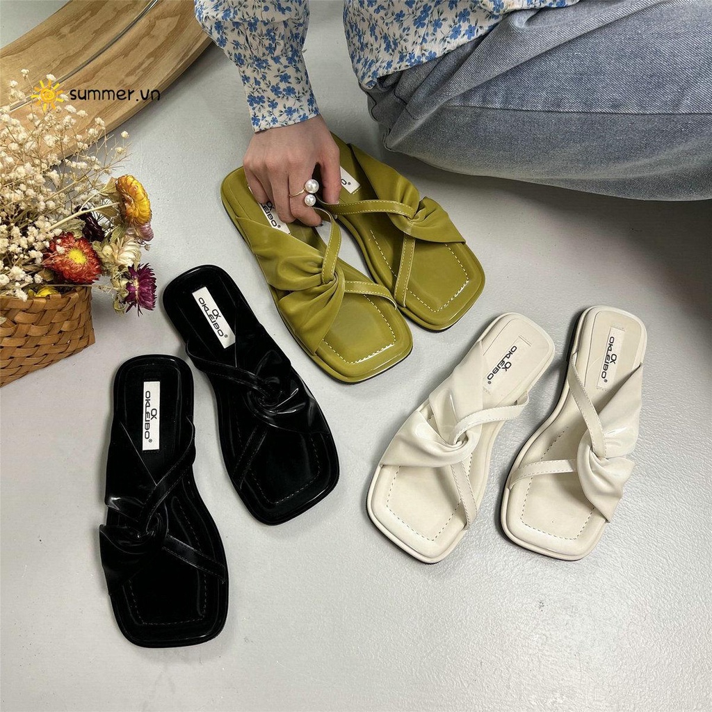 Dép Sandal Quai Chéo Đế Bệt Thời Trang Mùa Hè Pháp 2022