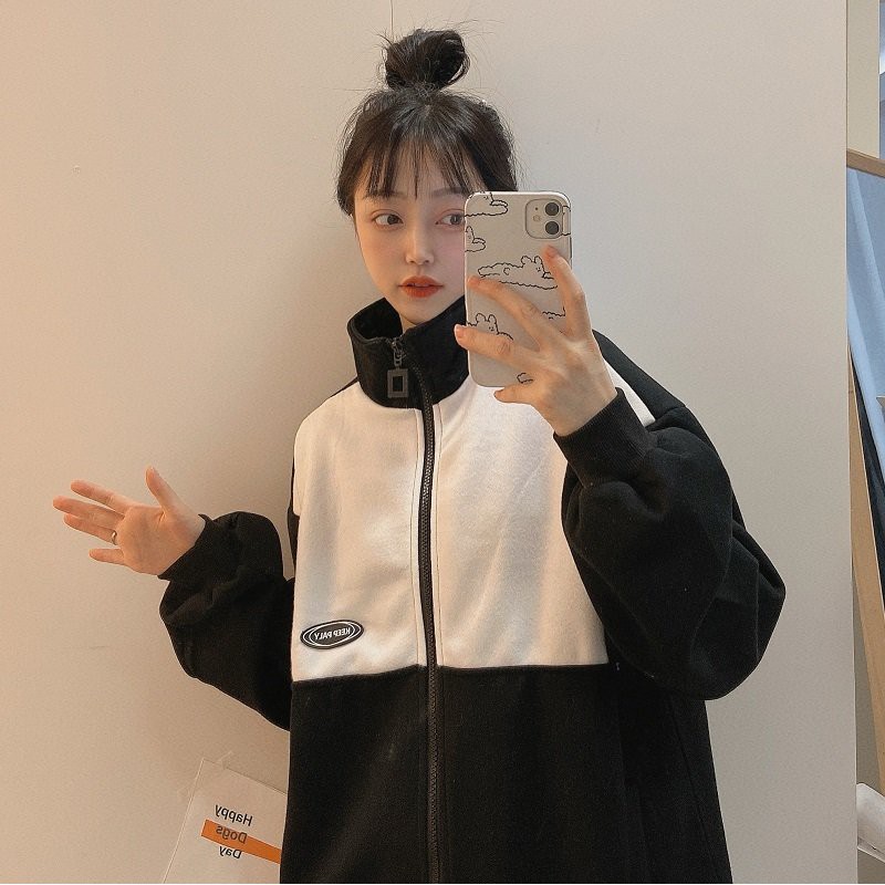 Áo Khoác Nỉ Unisex Áo Khoác Nam Nữ Form Rộng Keep Paly Phối Màu Đen Trắng Siêu Hot | BigBuy360 - bigbuy360.vn