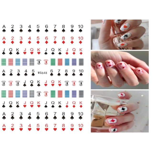 sticker lá bài trang trí nail