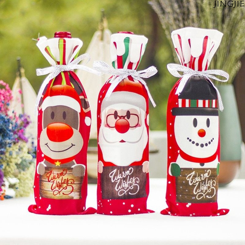 The New Wine Bottle Cover Christmas Decorations Wine Bag Wine Bottle Set Home Table Decoration Christmas Party Supplies