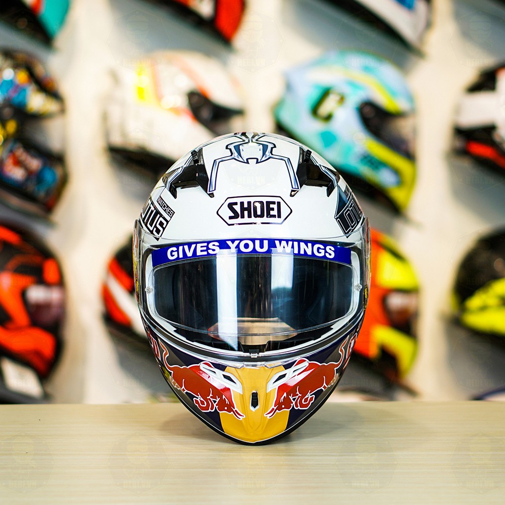 Mũ Fullface 1 kính Roc 01 Trắng Bóng Dán Tem Shoei M93 V2 Bạc