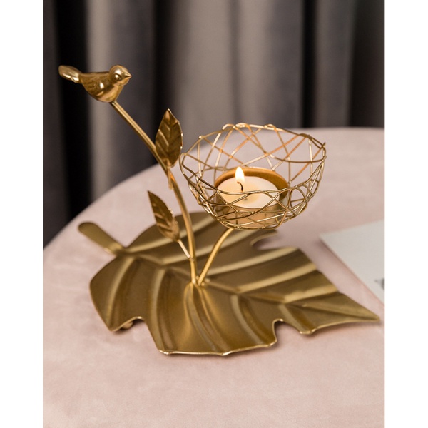 Chân nến kim loại phong cách Vintage, giá đỡ nến decor mạ vàng độc đáo, trưng bày và quà tặng