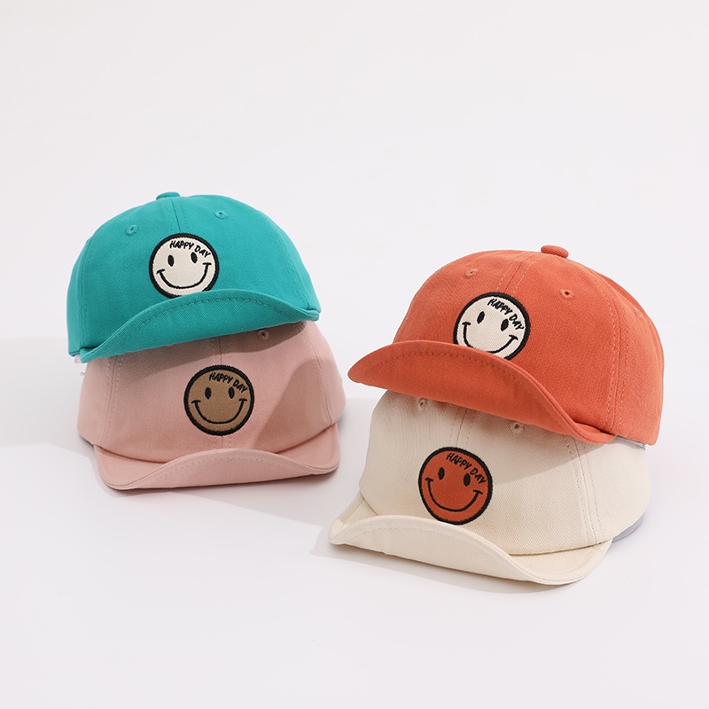 Mũ Lưỡi Trai Vành Mềm In Hình Mặt Cười Dễ Thương Thời Trang Mùa Hè Cho Bé Từ 1-3 Tuổi