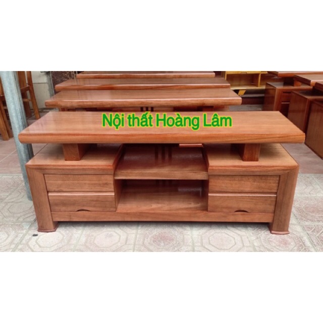 Kệ ti vi gỗ xoan đào 2 ngăn kéo