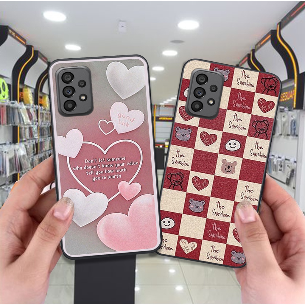 Ốp Samsung A13 / A23 in hình trái tim caro đen trắng , hồng cute xinh xắn dễ thương