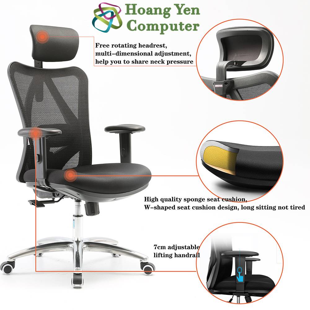 Ghế Công Thái học Sihoo M18 -Thiết Kế Ergonomic Bảo Vệ Cột Sống - BH 36 Tháng Chính Hãng - Hoàng Yến Computer