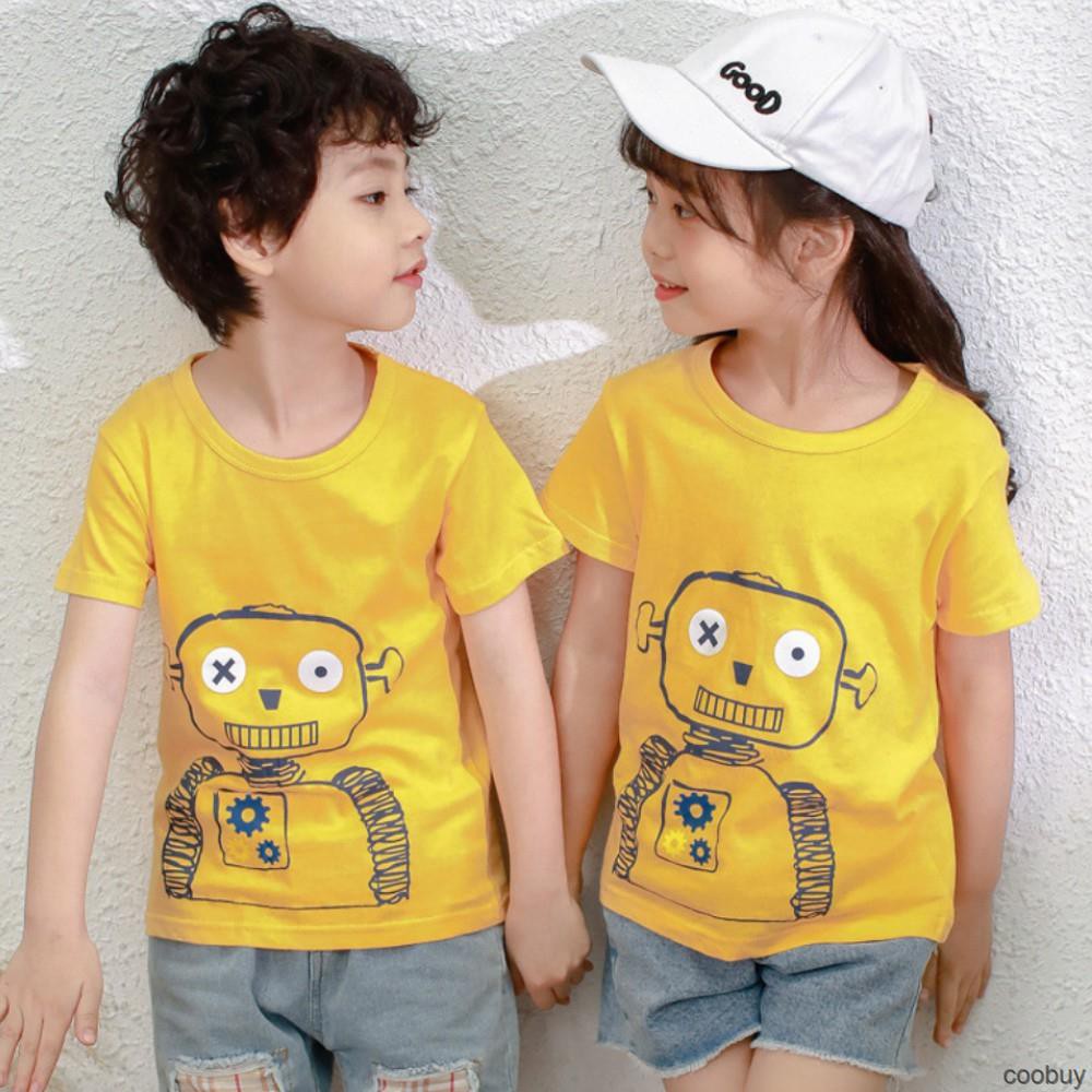 Áo thun tay ngắn cổ tròn hoạ tiết hoạt hình nhiều màu cho bé