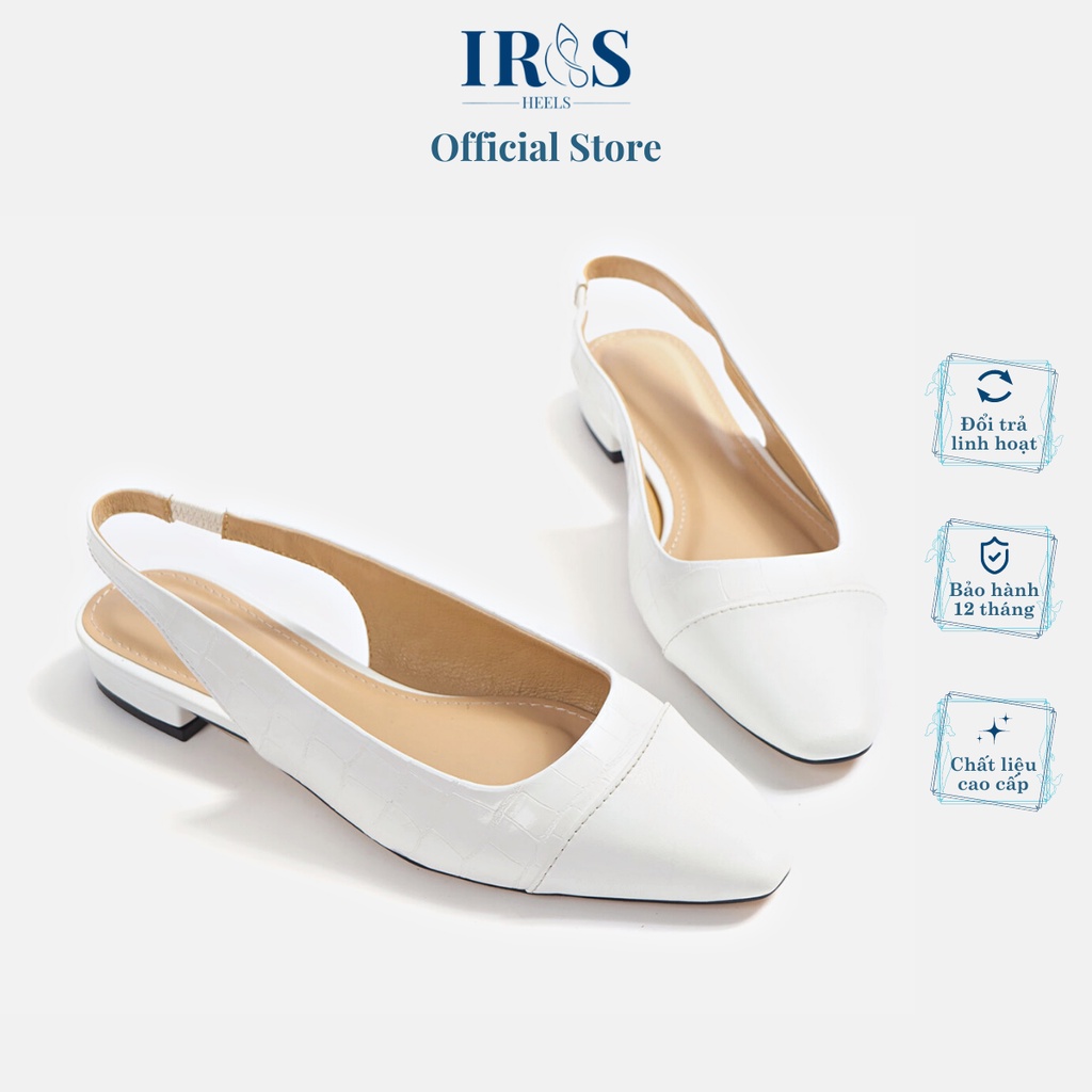 Giày bệt nữ giày búp bê mũi vuông đế vuông slingback IRIS HEELS - CG335