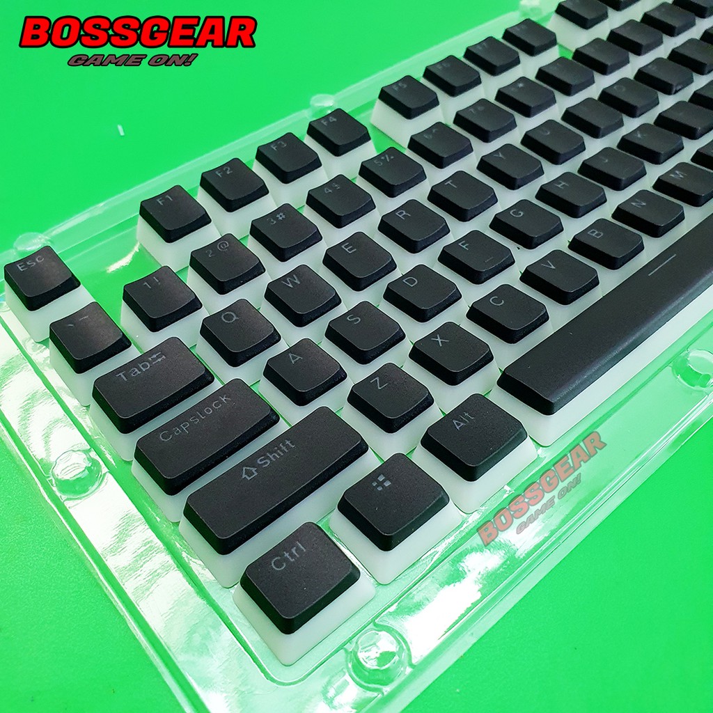 Bộ Keycap Pudding PBT Trắng / Đen 104 phím ( PBT,  Xuyên LED, Double Shot )