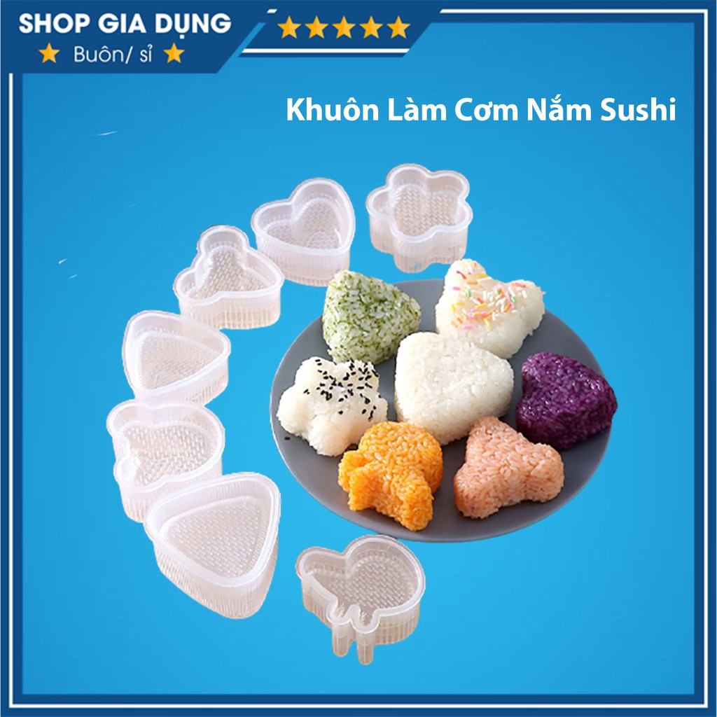 Set 7 Khuôn Làm Cơm Nắm Sushi Onigiri Nhiều Hình Cho Bé Ăn Dặm