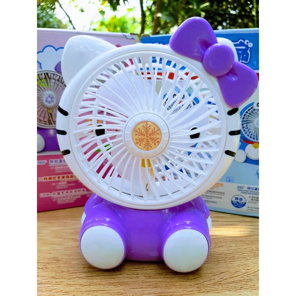Quạt Sạc Mini Tích Điện Hello Kitty.