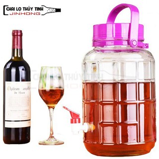 Bình Ngâm Rượu Thủy Tinh 10 Lít Quai Xách - Có Van Và Không Van