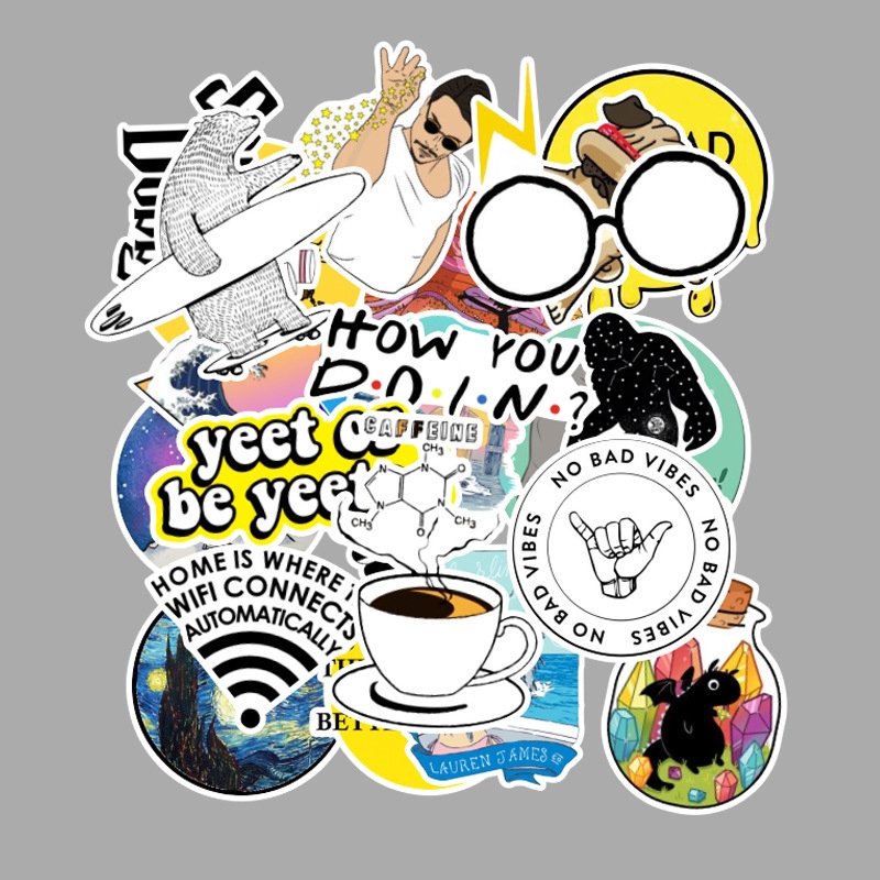 Set 50 / 53 / 103 Miếng Dán Trang Trí Tủ Lạnh / Laptop Chống Thấm Nước