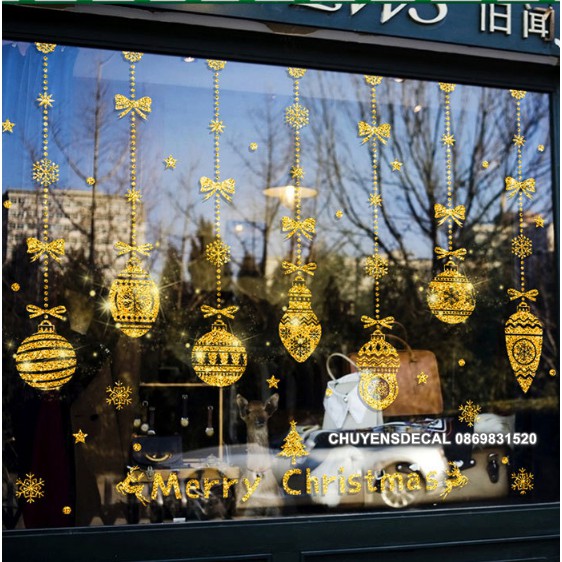 Decal trang trí tường Noel - Rèm Châu Nhũ Kim Tuyến