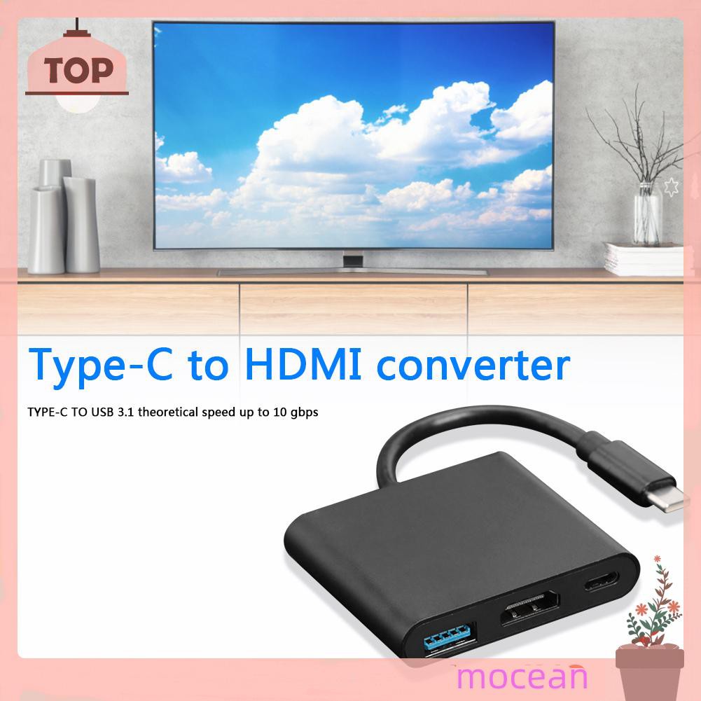 Bộ Chuyển Đổi Mocean 3 Trong 1 Usb3.1 Usb-C Sang Usb3.0 + 4k Hdmi-Compatible + Pd Usb-C