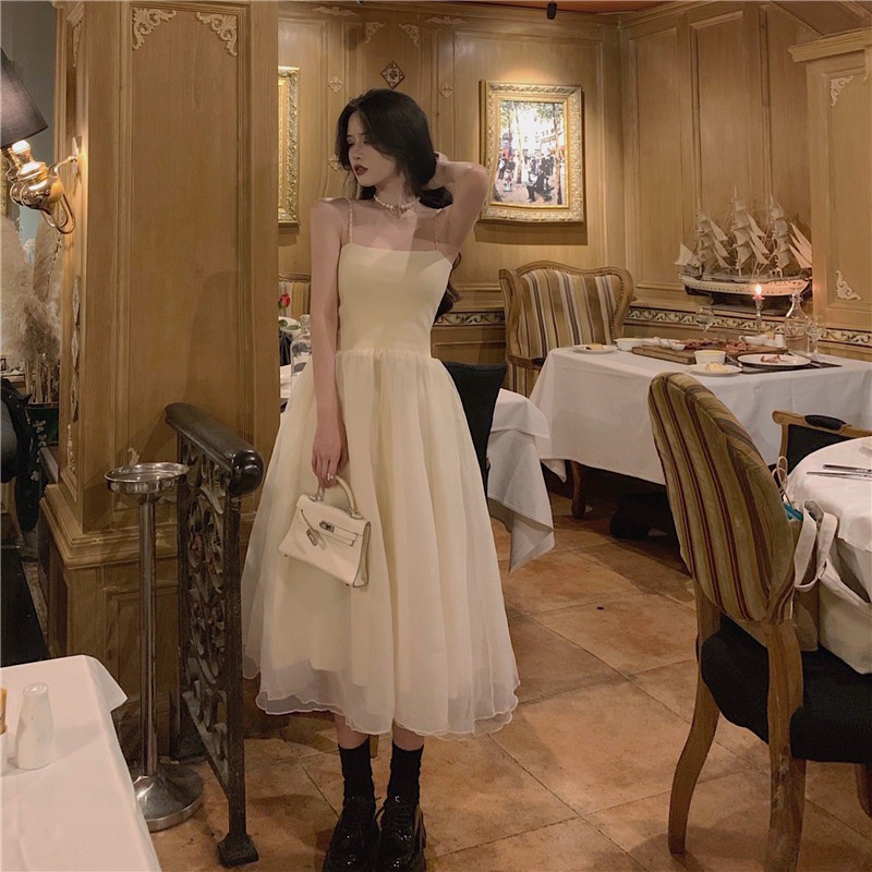 Đầm xoè dự tiệc cổ tích ren dây chân váy bồng bềnh xinh xắn Paris dress D12 ảnh thật cuối