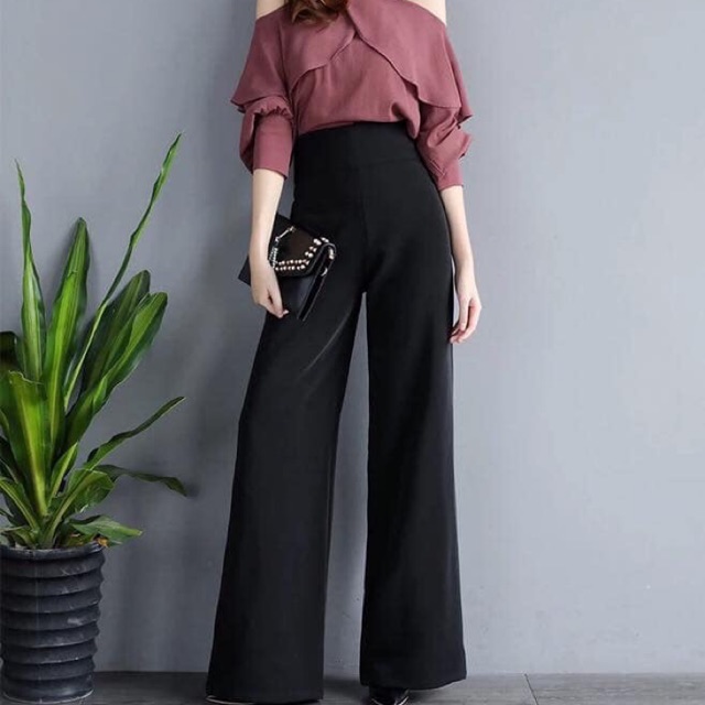 Quần suông cạp cao